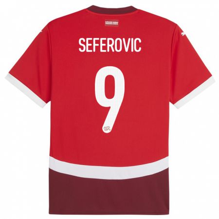 Kandiny Miesten Sveitsi Haris Seferovic #9 Punainen Kotipaita 24-26 Lyhythihainen Paita T-Paita