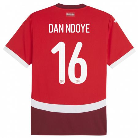 Kandiny Miesten Sveitsi Dan Ndoye #16 Punainen Kotipaita 24-26 Lyhythihainen Paita T-Paita