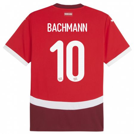 Kandiny Miesten Sveitsi Ramona Bachmann #10 Punainen Kotipaita 24-26 Lyhythihainen Paita T-Paita