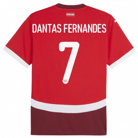 Kandiny Miesten Sveitsi Ronaldo Dantas Fernandes #7 Punainen Kotipaita 24-26 Lyhythihainen Paita T-Paita
