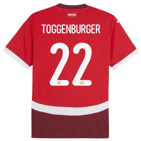 Kandiny Miesten Sveitsi Nando Toggenburger #22 Punainen Kotipaita 24-26 Lyhythihainen Paita T-Paita