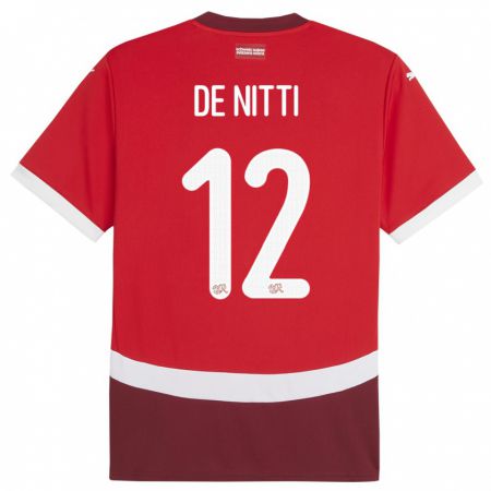 Kandiny Miesten Sveitsi Gianni De Nitti #12 Punainen Kotipaita 24-26 Lyhythihainen Paita T-Paita