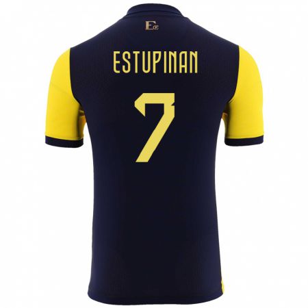Kandiny Miesten Ecuador Pervis Estupinan #7 Keltainen Kotipaita 24-26 Lyhythihainen Paita T-Paita
