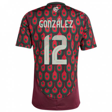 Kandiny Miesten Meksiko Itzel Gonzalez #12 Kastanjanruskea Kotipaita 24-26 Lyhythihainen Paita T-Paita