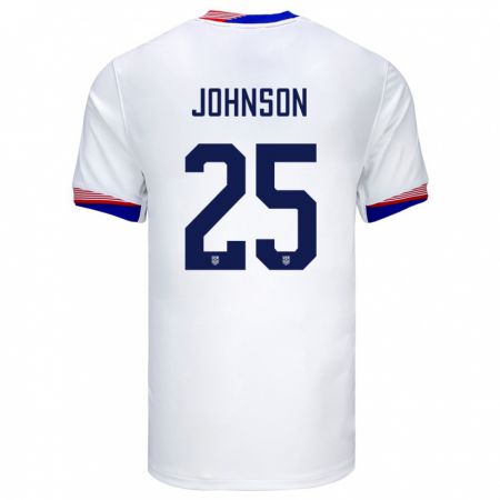 Kandiny Miesten Yhdysvallat Sean Johnson #25 Valkoinen Kotipaita 24-26 Lyhythihainen Paita T-Paita