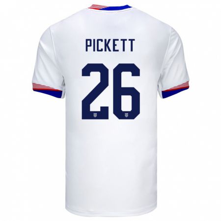 Kandiny Miesten Yhdysvallat Carson Pickett #26 Valkoinen Kotipaita 24-26 Lyhythihainen Paita T-Paita