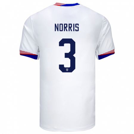Kandiny Miesten Yhdysvallat Nolan Norris #3 Valkoinen Kotipaita 24-26 Lyhythihainen Paita T-Paita