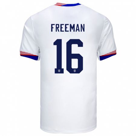 Kandiny Miesten Yhdysvallat Alex Freeman #16 Valkoinen Kotipaita 24-26 Lyhythihainen Paita T-Paita