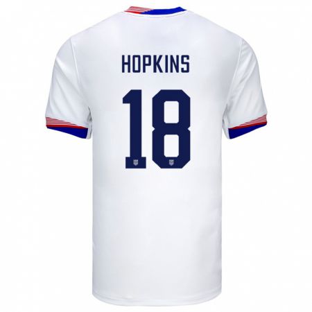 Kandiny Miesten Yhdysvallat Jackson Hopkins #18 Valkoinen Kotipaita 24-26 Lyhythihainen Paita T-Paita
