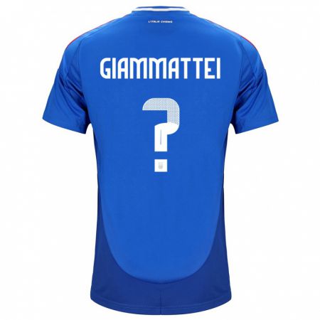 Kandiny Miesten Italia Gioele Giammattei #0 Sininen Kotipaita 24-26 Lyhythihainen Paita T-Paita