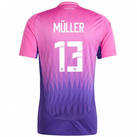 Kandiny Miesten Saksa Thomas Muller #13 Vaaleanpunainen Violetti Vieraspaita 24-26 Lyhythihainen Paita T-Paita