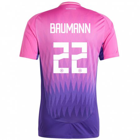 Kandiny Miesten Saksa Oliver Baumann #22 Vaaleanpunainen Violetti Vieraspaita 24-26 Lyhythihainen Paita T-Paita