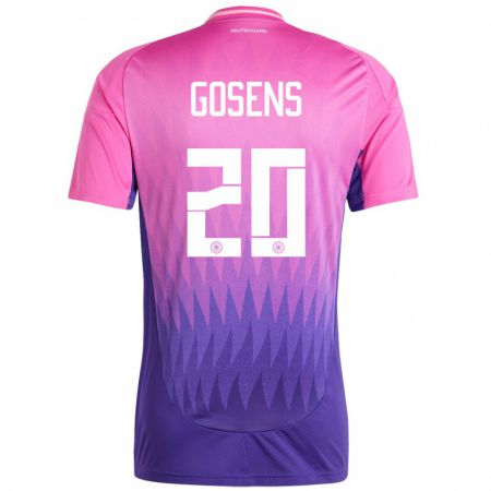 Kandiny Miesten Saksa Robin Gosens #20 Vaaleanpunainen Violetti Vieraspaita 24-26 Lyhythihainen Paita T-Paita