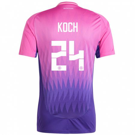 Kandiny Miesten Saksa Robin Koch #24 Vaaleanpunainen Violetti Vieraspaita 24-26 Lyhythihainen Paita T-Paita