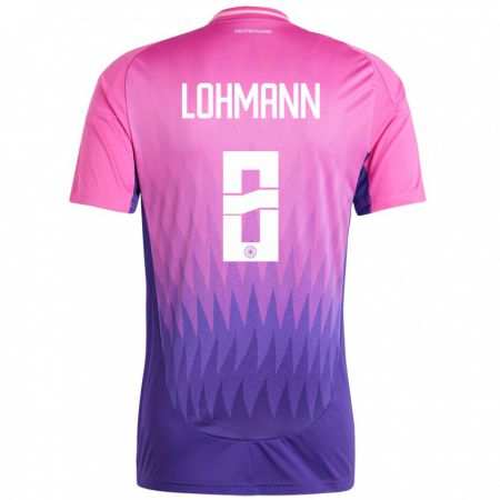 Kandiny Miesten Saksa Sydney Lohmann #8 Vaaleanpunainen Violetti Vieraspaita 24-26 Lyhythihainen Paita T-Paita