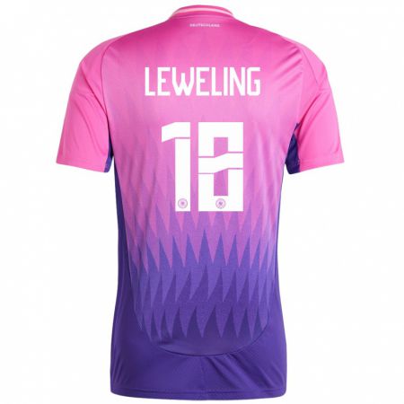 Kandiny Miesten Saksa Jamie Leweling #18 Vaaleanpunainen Violetti Vieraspaita 24-26 Lyhythihainen Paita T-Paita