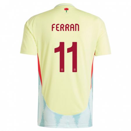 Kandiny Miesten Espanja Ferran Torres #11 Keltainen Vieraspaita 24-26 Lyhythihainen Paita T-Paita