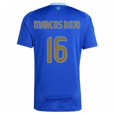 Kandiny Miesten Argentiina Marcos Rojo #16 Sininen Vieraspaita 24-26 Lyhythihainen Paita T-Paita