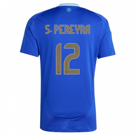Kandiny Miesten Argentiina Solana Pereyra #12 Sininen Vieraspaita 24-26 Lyhythihainen Paita T-Paita