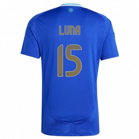 Kandiny Miesten Argentiina Alex Luna #15 Sininen Vieraspaita 24-26 Lyhythihainen Paita T-Paita