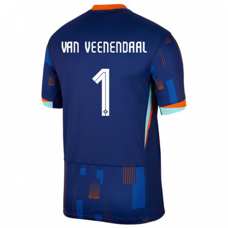 Kandiny Miesten Alankomaat Sari Van Veenendaal #1 Sininen Vieraspaita 24-26 Lyhythihainen Paita T-Paita