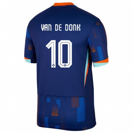 Kandiny Miesten Alankomaat Danielle Van De Donk #10 Sininen Vieraspaita 24-26 Lyhythihainen Paita T-Paita