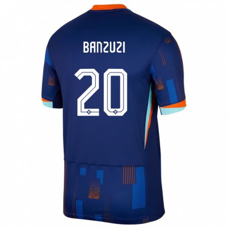 Kandiny Miesten Alankomaat Ezechiel Banzuzi #20 Sininen Vieraspaita 24-26 Lyhythihainen Paita T-Paita