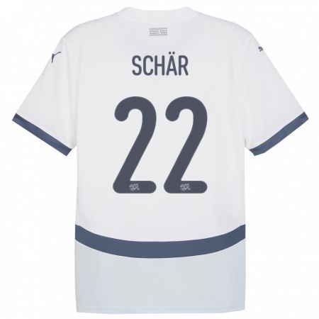 Kandiny Miesten Sveitsi Fabian Schar #22 Valkoinen Vieraspaita 24-26 Lyhythihainen Paita T-Paita