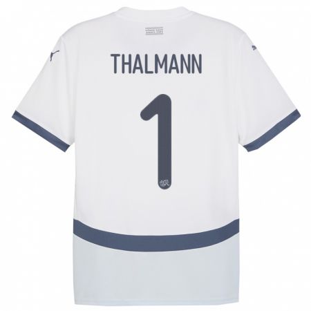 Kandiny Miesten Sveitsi Gaelle Thalmann #1 Valkoinen Vieraspaita 24-26 Lyhythihainen Paita T-Paita