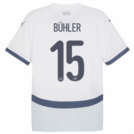 Kandiny Miesten Sveitsi Luana Buhler #15 Valkoinen Vieraspaita 24-26 Lyhythihainen Paita T-Paita