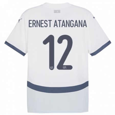 Kandiny Miesten Sveitsi Brian Ernest Atangana #12 Valkoinen Vieraspaita 24-26 Lyhythihainen Paita T-Paita