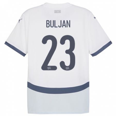 Kandiny Miesten Sveitsi Leo Buljan #23 Valkoinen Vieraspaita 24-26 Lyhythihainen Paita T-Paita
