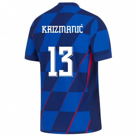Kandiny Miesten Kroatia Kresimir Krizmanic #13 Sininen Vieraspaita 24-26 Lyhythihainen Paita T-Paita