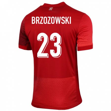 Kandiny Miesten Puola Milosz Brzozowski #23 Punainen Vieraspaita 24-26 Lyhythihainen Paita T-Paita