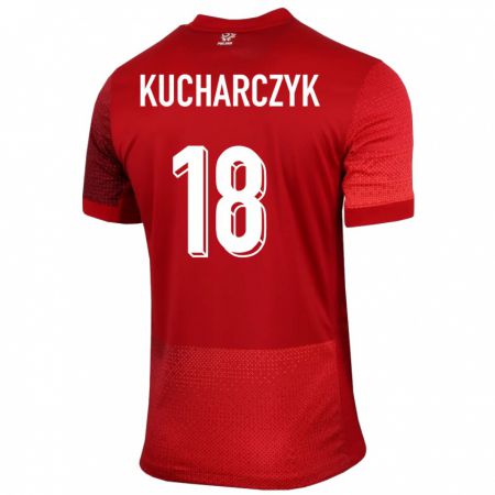 Kandiny Miesten Puola Filip Kucharczyk #18 Punainen Vieraspaita 24-26 Lyhythihainen Paita T-Paita