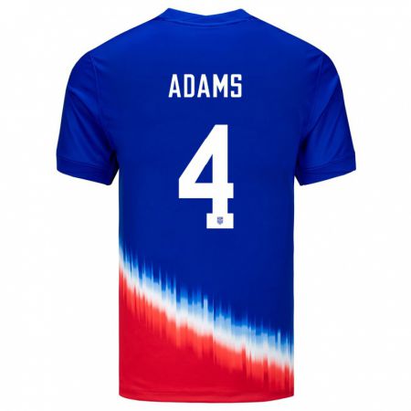 Kandiny Miesten Yhdysvallat Tyler Adams #4 Sininen Vieraspaita 24-26 Lyhythihainen Paita T-Paita