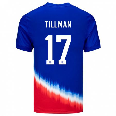 Kandiny Miesten Yhdysvallat Malik Tillman #17 Sininen Vieraspaita 24-26 Lyhythihainen Paita T-Paita