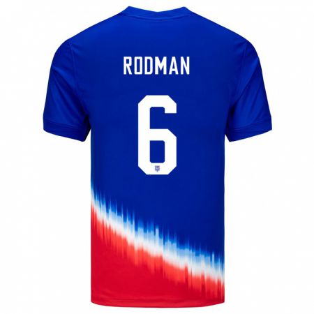 Kandiny Miesten Yhdysvallat Trinity Rodman #6 Sininen Vieraspaita 24-26 Lyhythihainen Paita T-Paita