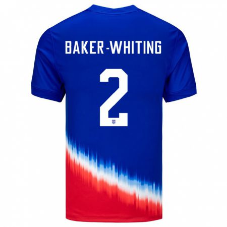 Kandiny Miesten Yhdysvallat Reed Baker Whiting #2 Sininen Vieraspaita 24-26 Lyhythihainen Paita T-Paita
