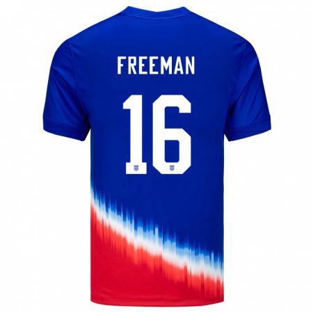 Kandiny Miesten Yhdysvallat Alex Freeman #16 Sininen Vieraspaita 24-26 Lyhythihainen Paita T-Paita