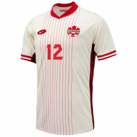 Kandiny Miesten Kanada Luc De Fougerolles #12 Valkoinen Vieraspaita 24-26 Lyhythihainen Paita T-Paita
