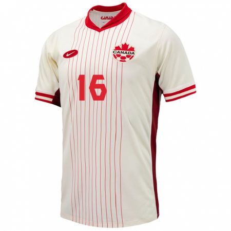 Kandiny Miesten Kanada Janine Beckie #16 Valkoinen Vieraspaita 24-26 Lyhythihainen Paita T-Paita