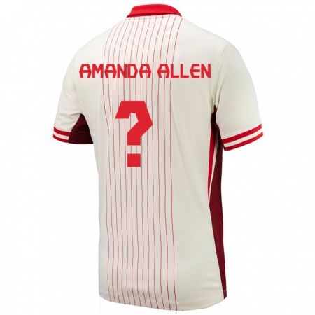 Kandiny Miesten Kanada Amanda Allen #0 Valkoinen Vieraspaita 24-26 Lyhythihainen Paita T-Paita