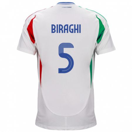 Kandiny Miesten Italia Cristiano Biraghi #5 Valkoinen Vieraspaita 24-26 Lyhythihainen Paita T-Paita