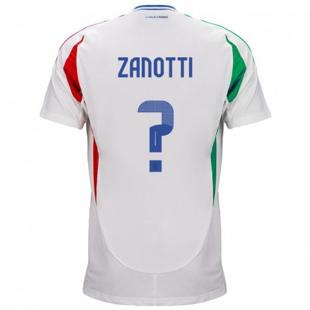 Kandiny Miesten Italia Mattia Zanotti #0 Valkoinen Vieraspaita 24-26 Lyhythihainen Paita T-Paita