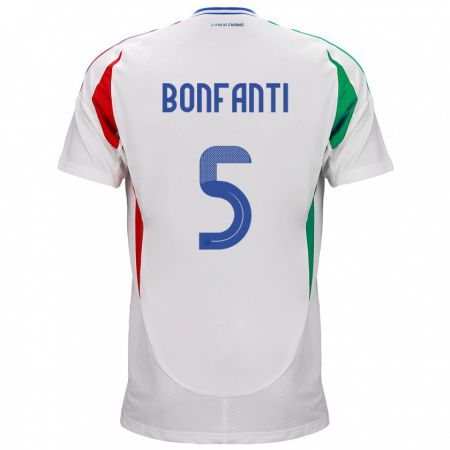 Kandiny Miesten Italia Giovanni Bonfanti #5 Valkoinen Vieraspaita 24-26 Lyhythihainen Paita T-Paita