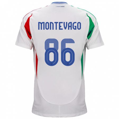 Kandiny Miesten Italia Daniele Montevago #86 Valkoinen Vieraspaita 24-26 Lyhythihainen Paita T-Paita