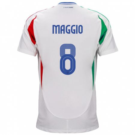 Kandiny Miesten Italia Luca Di Maggio #8 Valkoinen Vieraspaita 24-26 Lyhythihainen Paita T-Paita