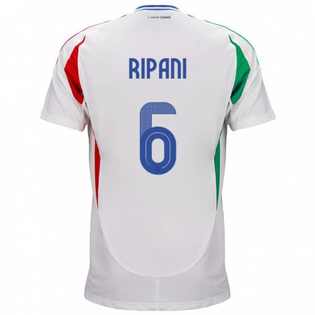 Kandiny Miesten Italia Diego Ripani #6 Valkoinen Vieraspaita 24-26 Lyhythihainen Paita T-Paita