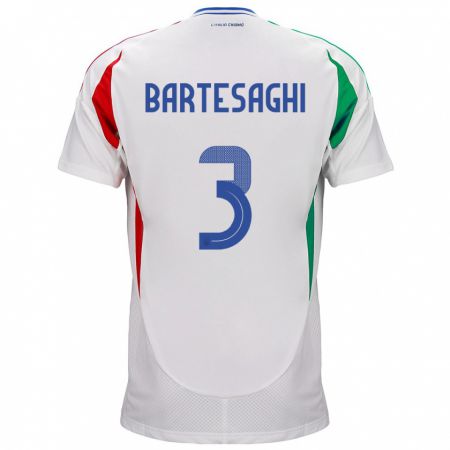 Kandiny Miesten Italia Davide Bartesaghi #3 Valkoinen Vieraspaita 24-26 Lyhythihainen Paita T-Paita